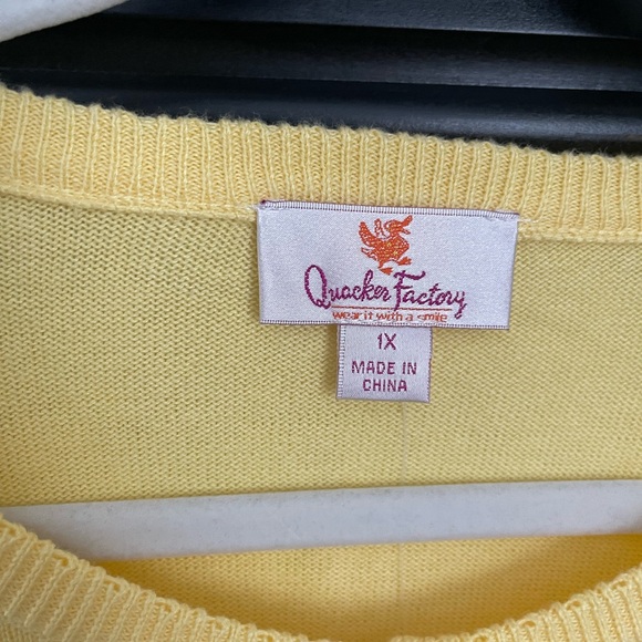Quacker Factory Yellow Beaded & Embroidered Cardigan Sweater Size 1X - Picture 4 of 7